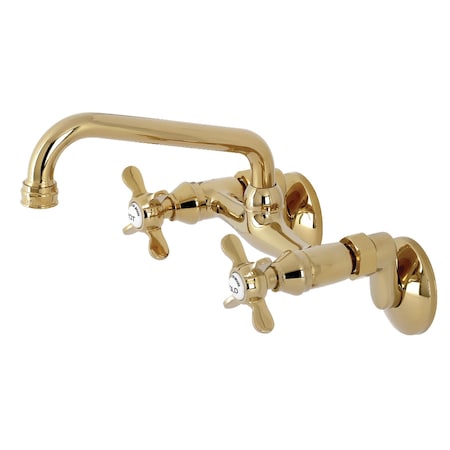 KS113PB Essex Two Handle Wall Mount Kitchen Faucet, Polished Brass